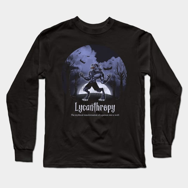 Halloween Wolf Lycanthropy Long Sleeve T-Shirt by Jandjprints